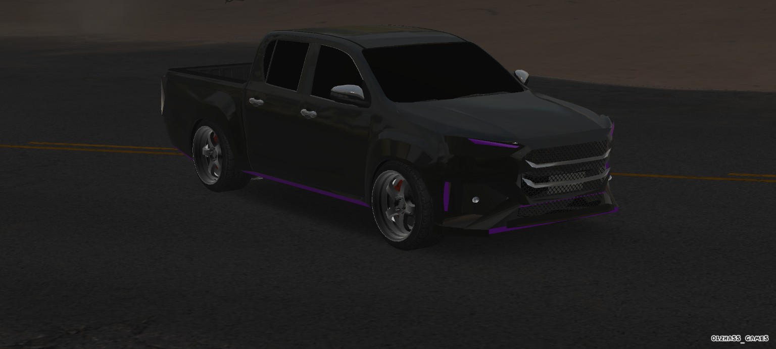 Black Purple Custom Pickup front side view
