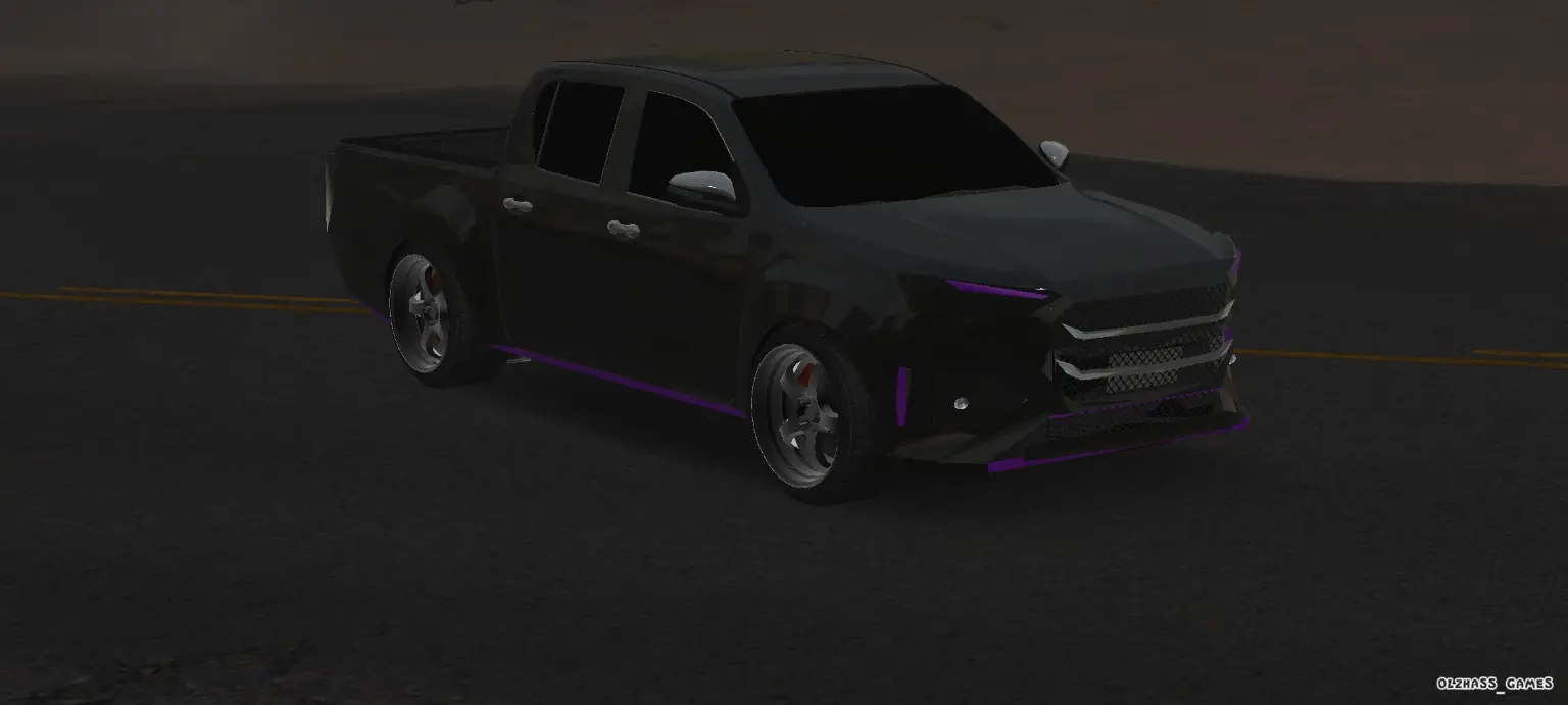 Black Purple Custom Pickup front side view
