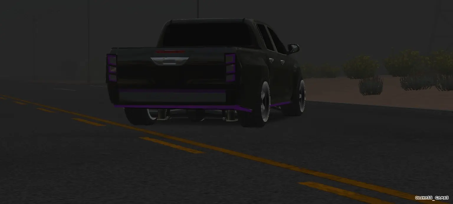 Black Purple Custom Pickup rear view