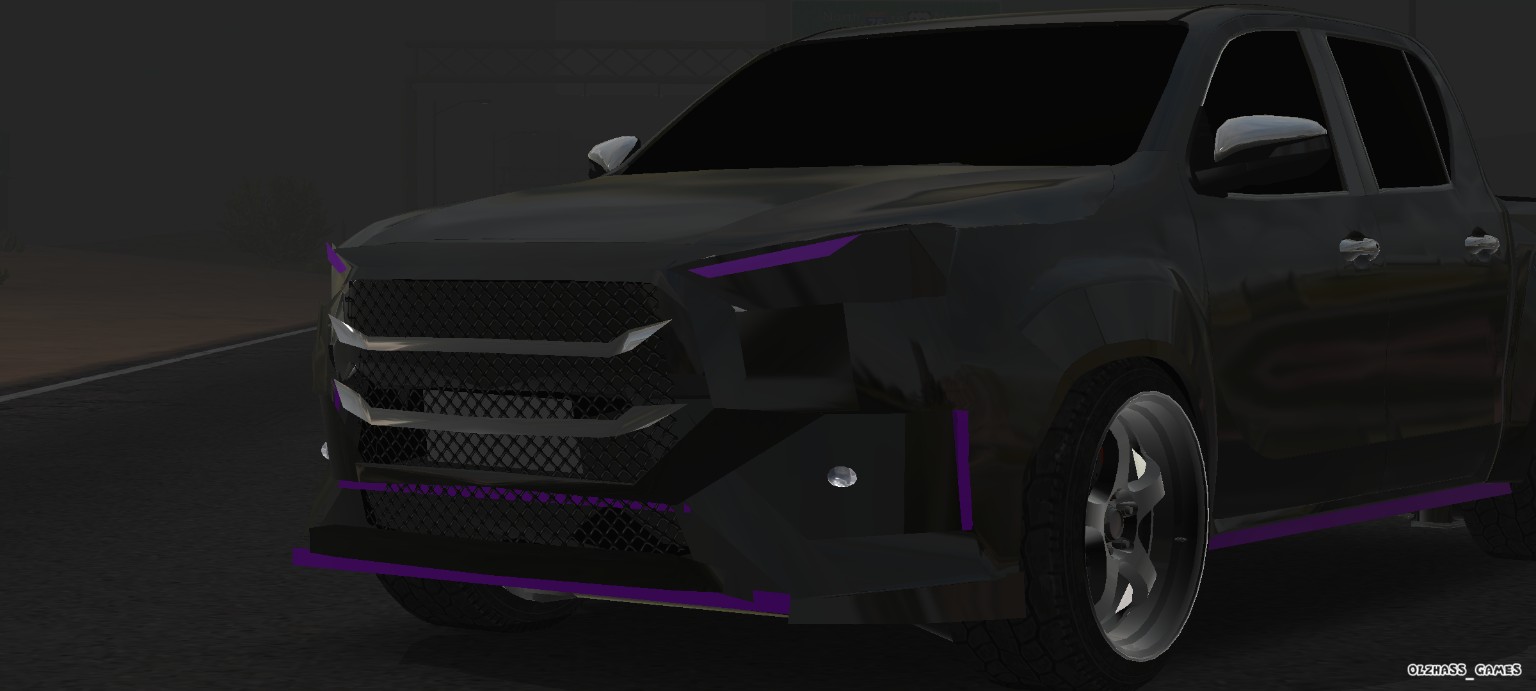 Black Purple Custom Pickup close front view