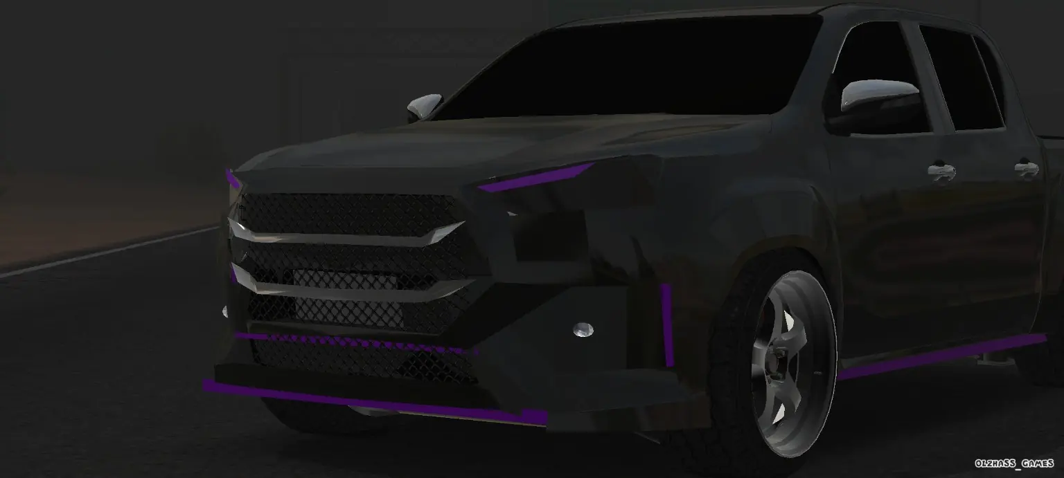 Black Purple Custom Pickup close front view