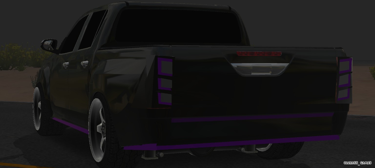 Black Purple Custom Pickup close rear view