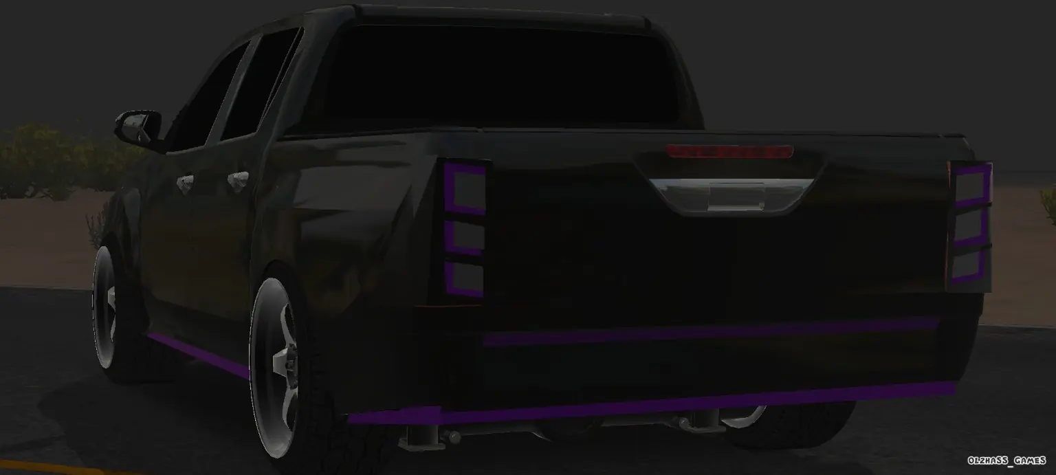 Black Purple Custom Pickup close rear view