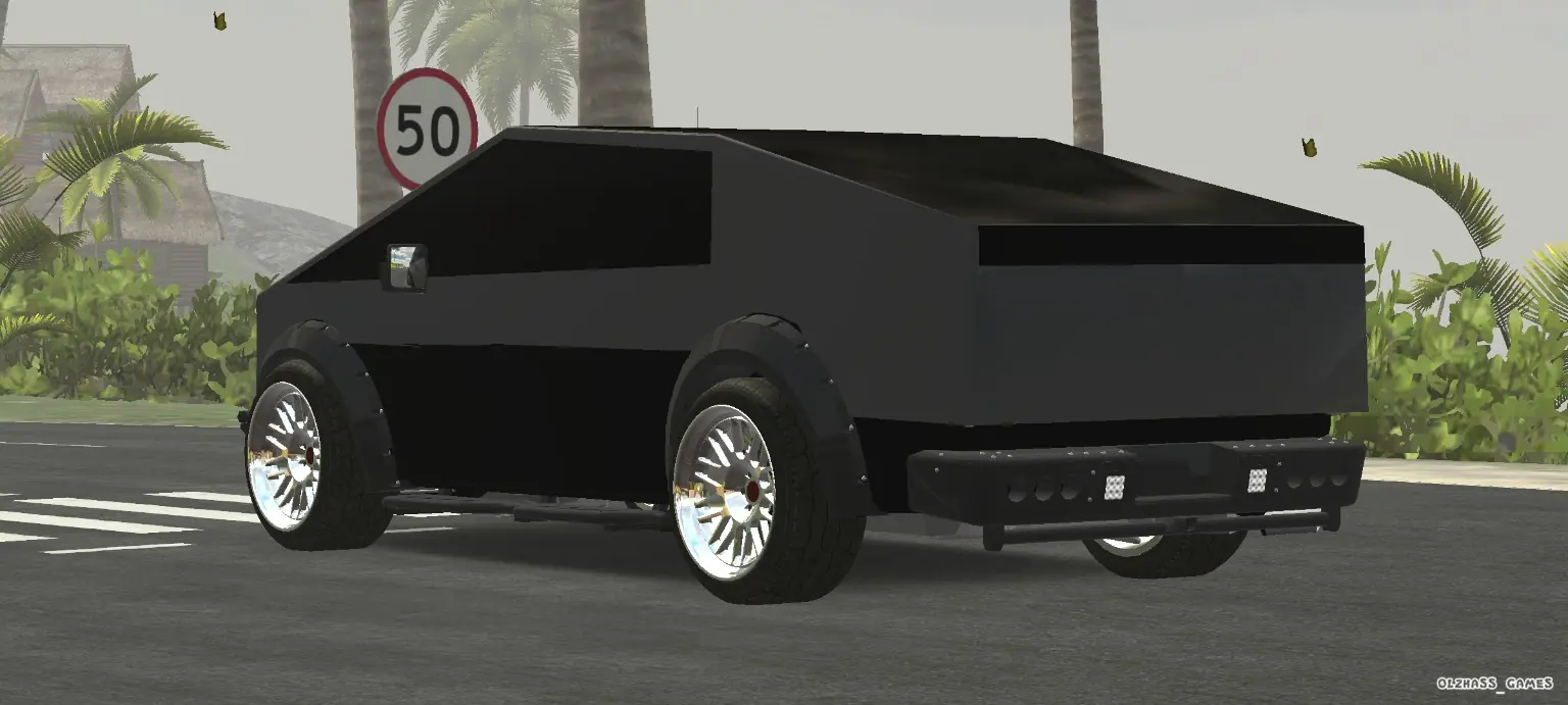 Tesla Cybertruck Black Custom rear three-quarter view