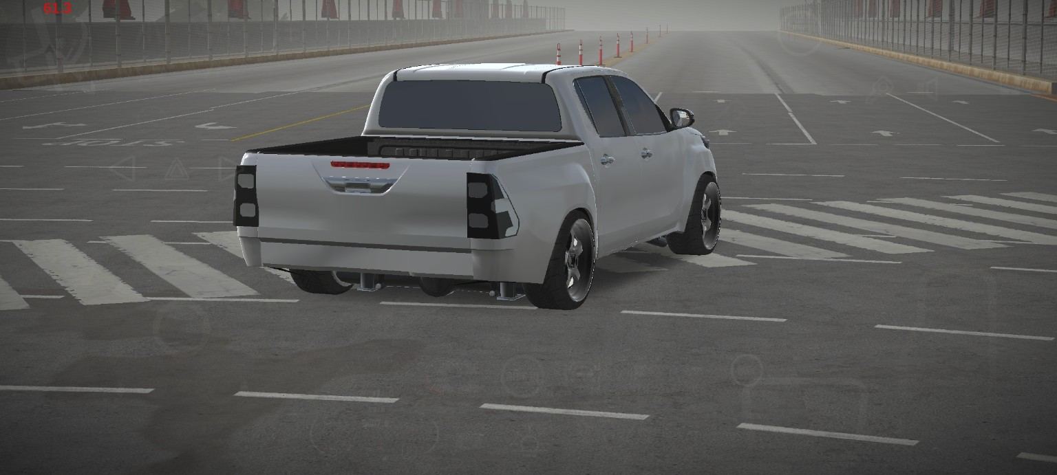 Custom White Pickup rear view