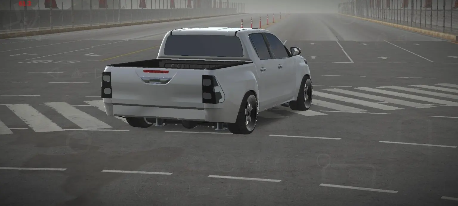 Custom White Pickup rear view