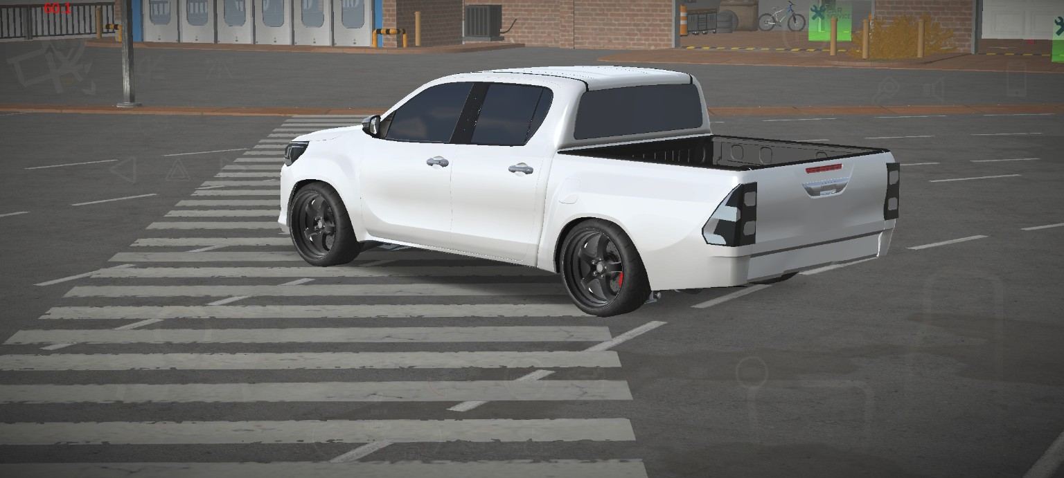 Custom White Pickup rear side view