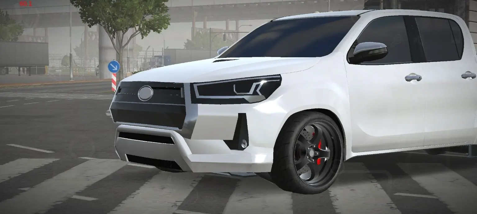 Custom White Pickup close front view
