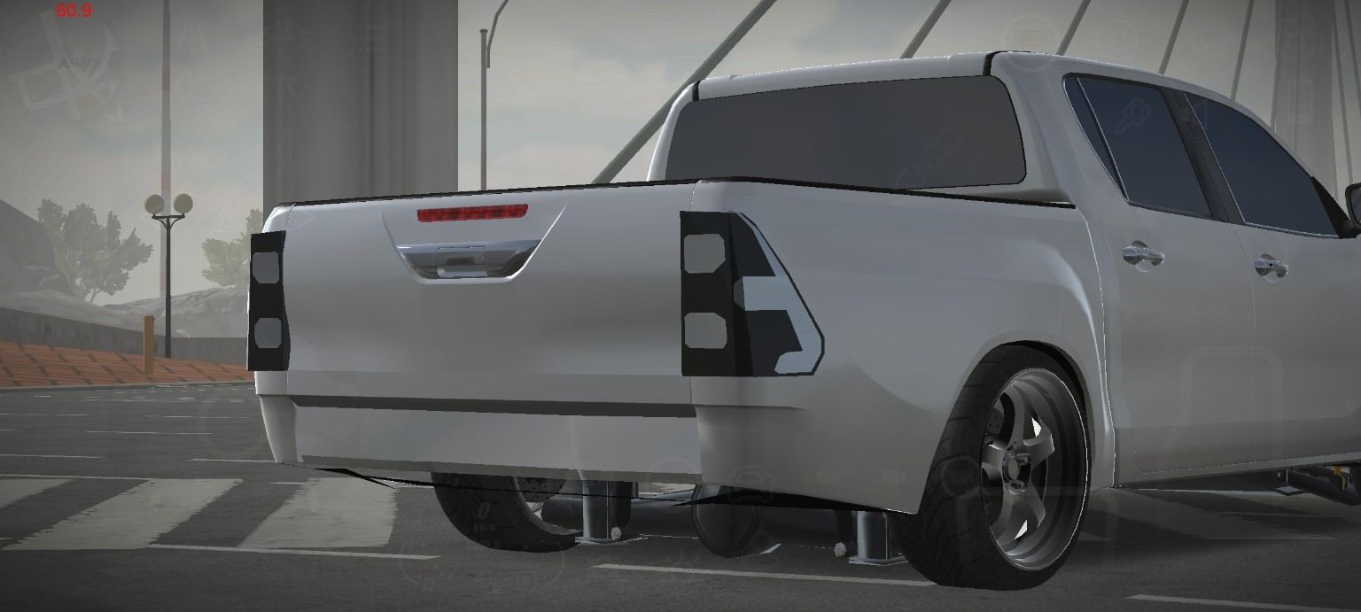 Custom White Pickup close rear view