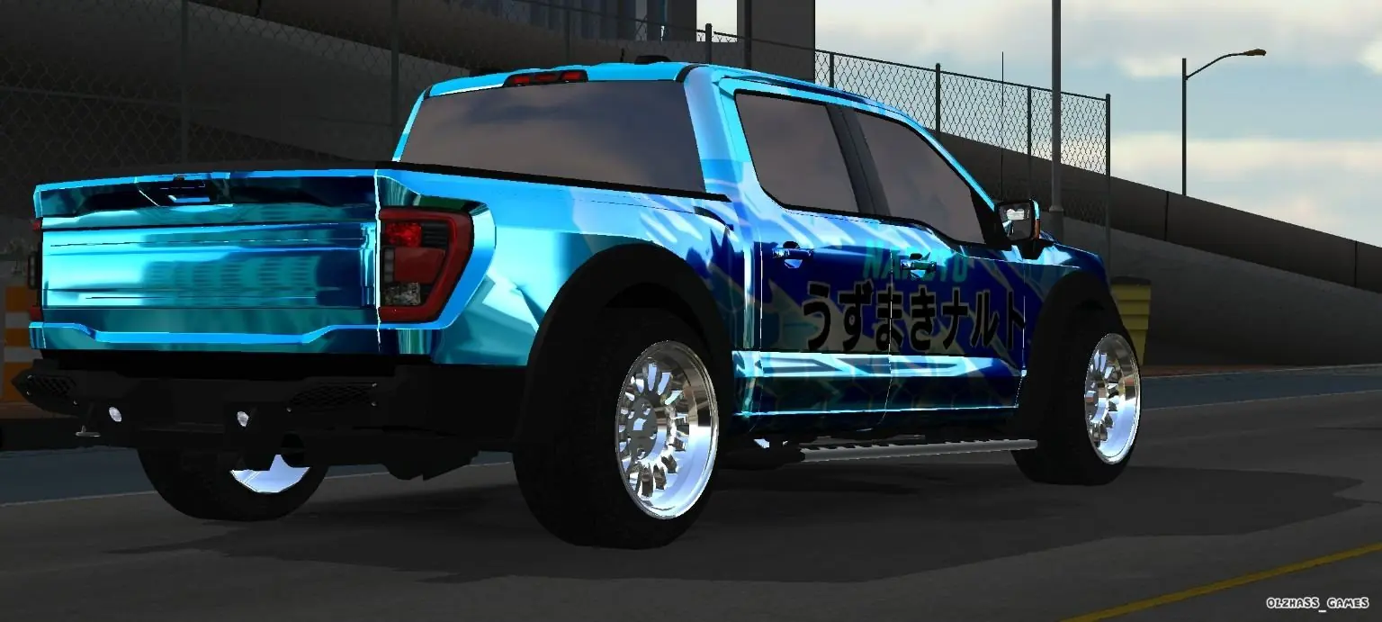 Naruto Blue Custom Pickup rear side view